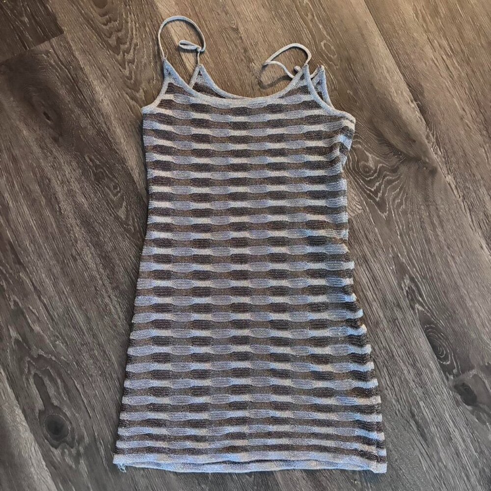 Zara Women's Grey and Blue Dress